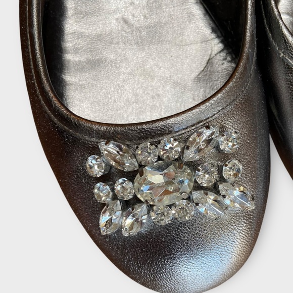 RALPH LAUREN Silver Ballet Flats, Leather Uooers, Jeweled, size 8, EUC - Picture 5 of 11